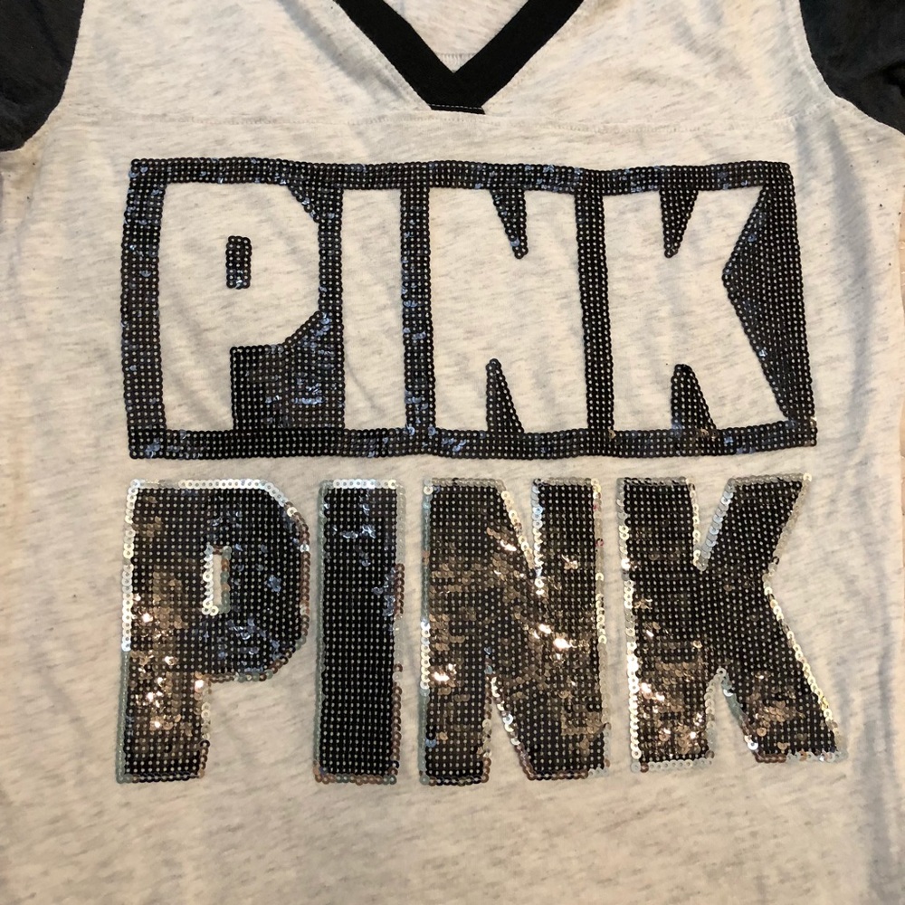 VS Pink light and dark grey sequin tee shirt
